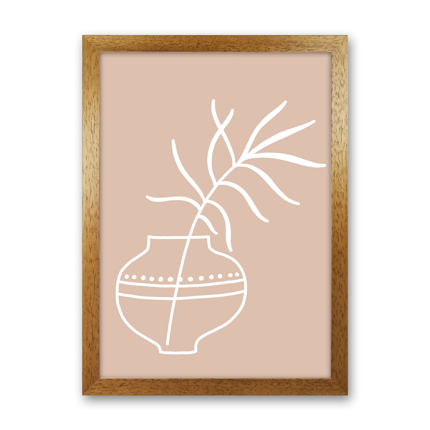 Inspired Pink Plant Silhouette Line Art Art Print by Pixy Paper Oak Grain