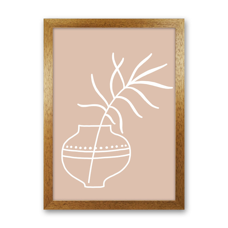 Inspired Pink Plant Silhouette Line Art Art Print by Pixy Paper Oak Grain