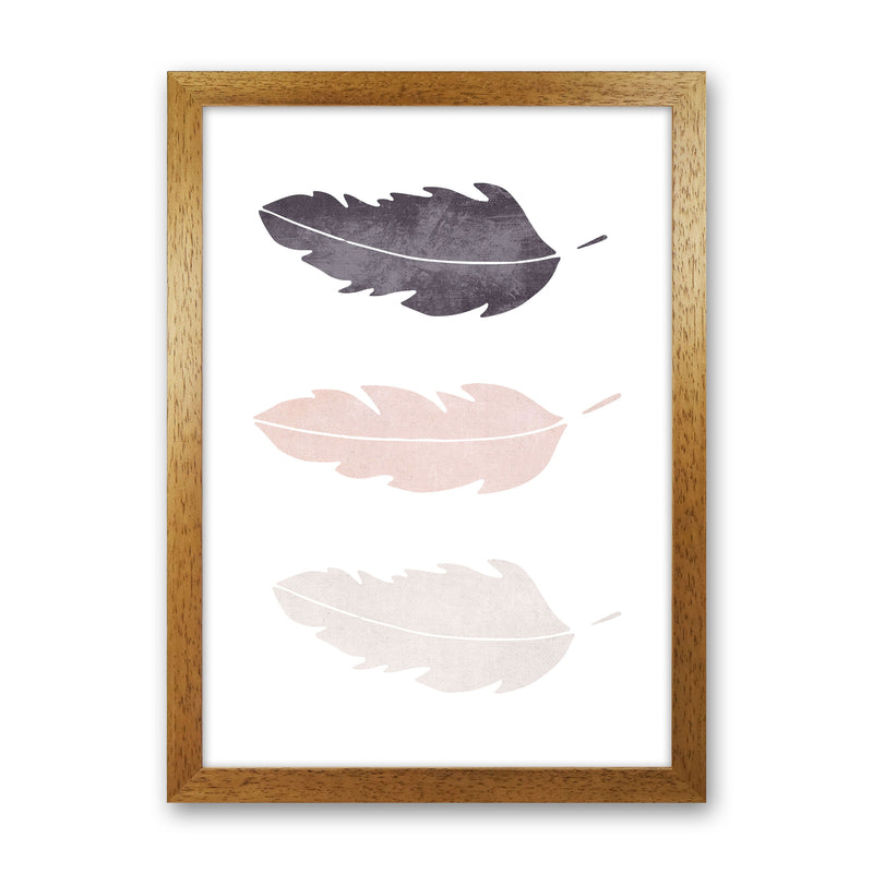 Feathers pink cotton Art Print by Pixy Paper Oak Grain