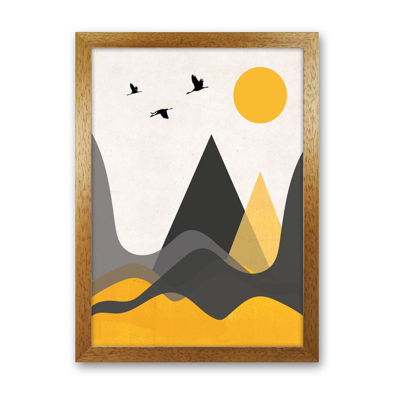 Hills and mountains mustard Art Print by Pixy Paper Oak Grain