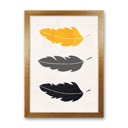 Feathers Mustard Art Print by Pixy Paper Oak Grain