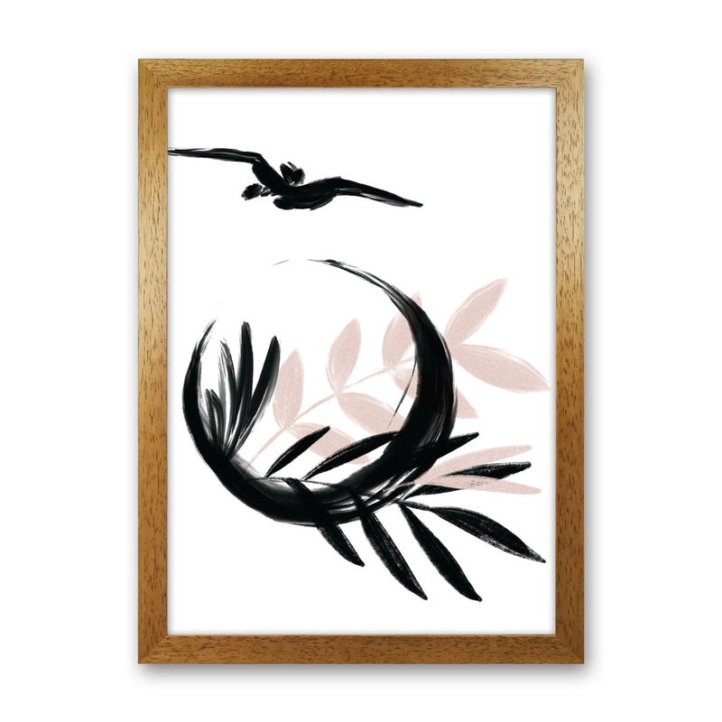 Delicate Floral Moon 08 Art Print by Pixy Paper Oak Grain