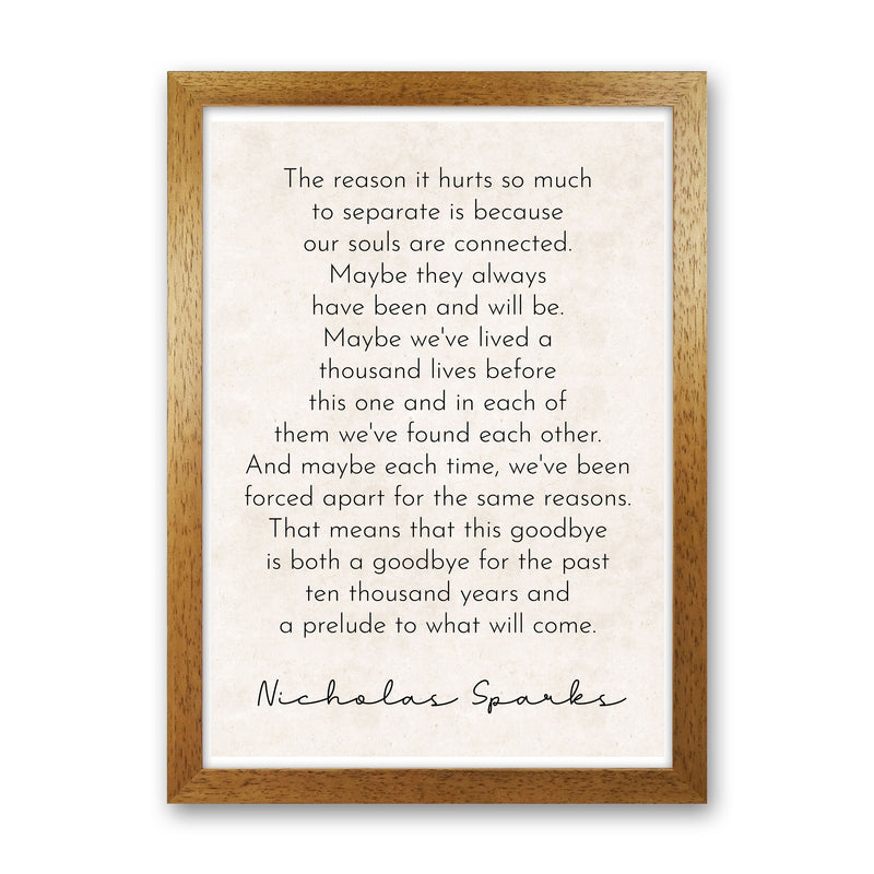 Our Souls - Nicholas Sparks Art Print by Pixy Paper Oak Grain