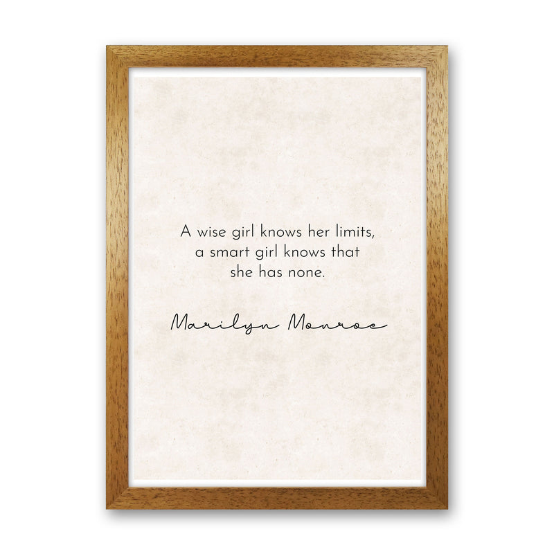 A Wise Girl - Marilyn Monroe Art Print by Pixy Paper Oak Grain