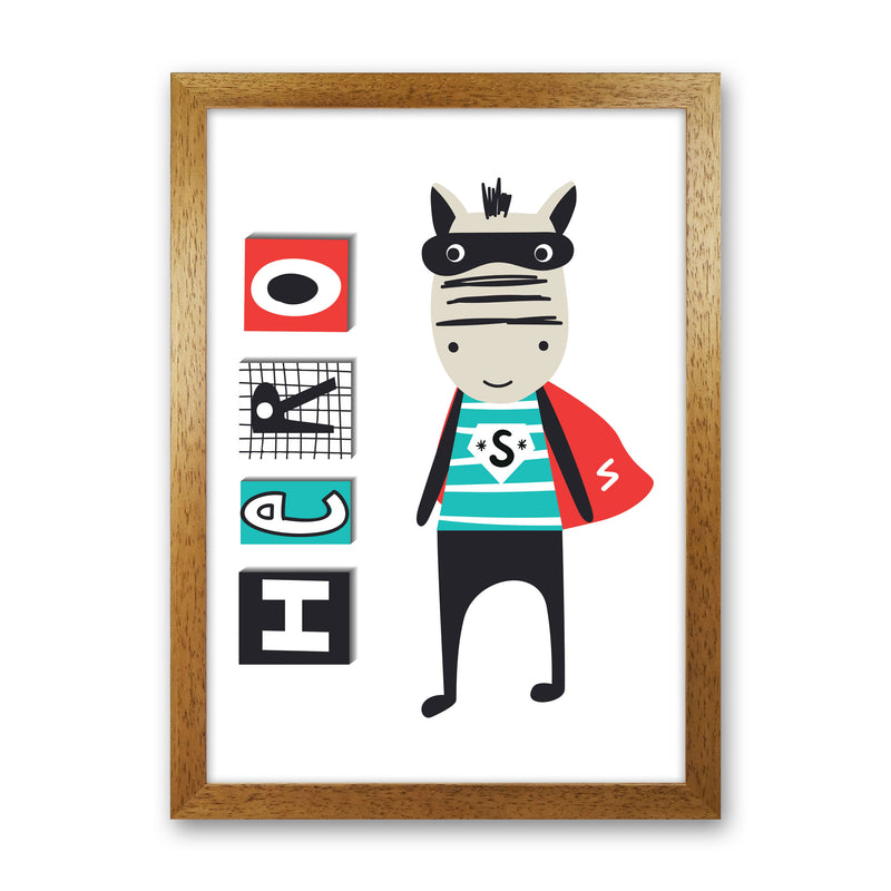 Hero zebra animal Art Print by Pixy Paper Oak Grain