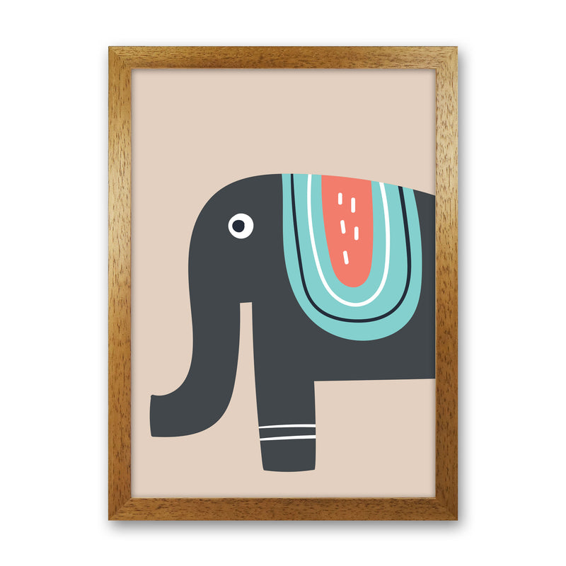 Elephant Neutral kids Art Print by Pixy Paper Oak Grain