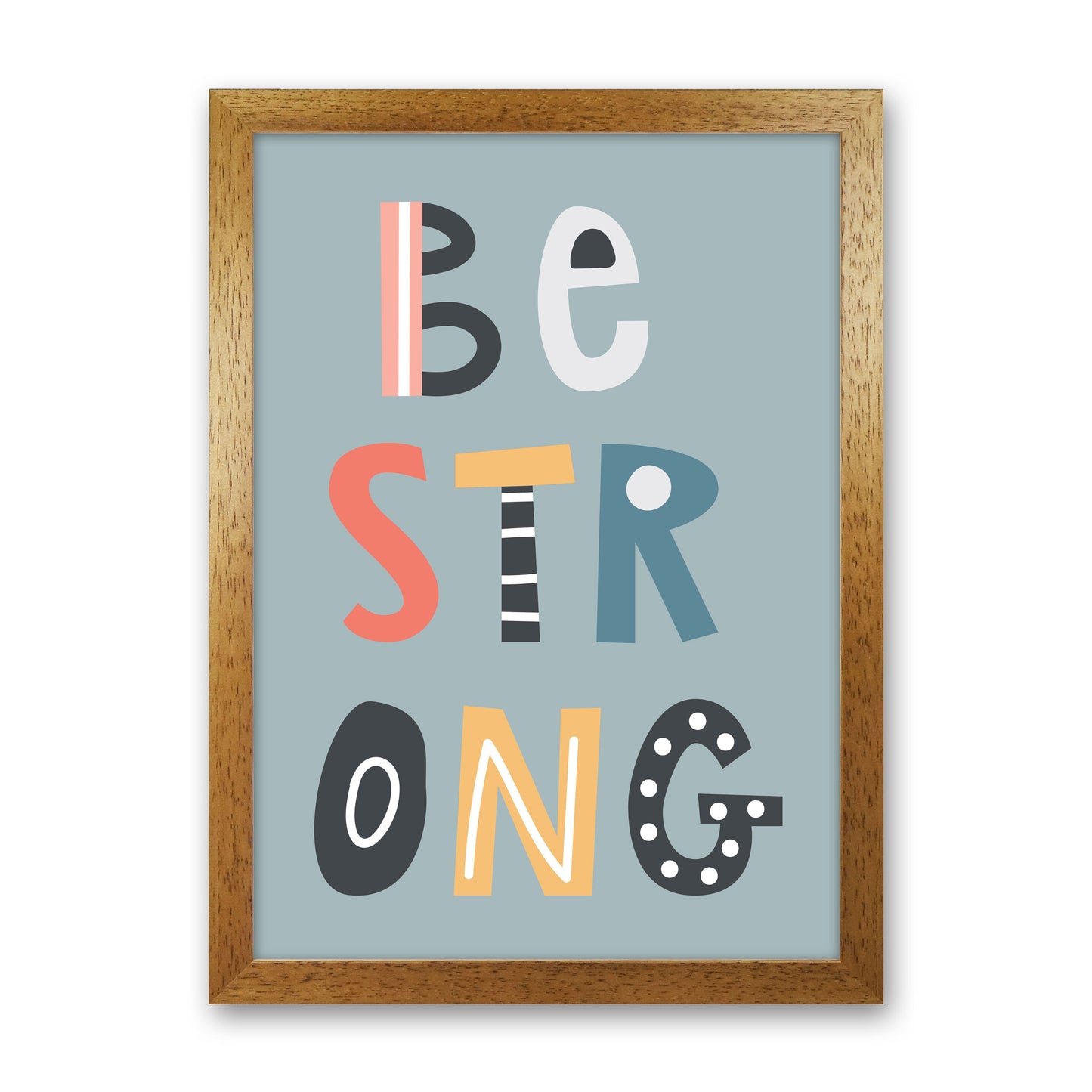 Be strong Neutral kids Art Print by Pixy Paper Oak Grain