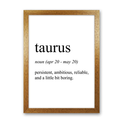 Taurus Definition Art Print by Pixy Paper Oak Grain