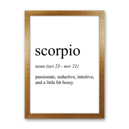 Scorpio Definition Art Print by Pixy Paper Oak Grain