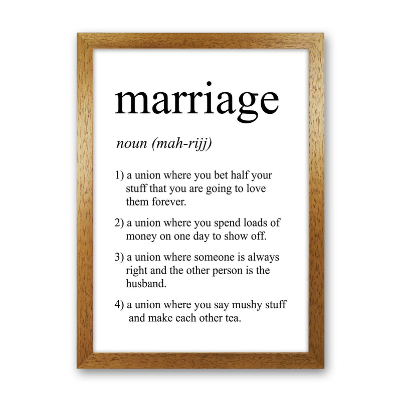 Marriage Definition Art Print by Pixy Paper Oak Grain