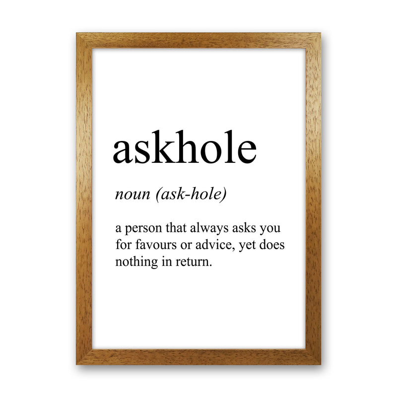 Askhole Definition Art Print by Pixy Paper Oak Grain