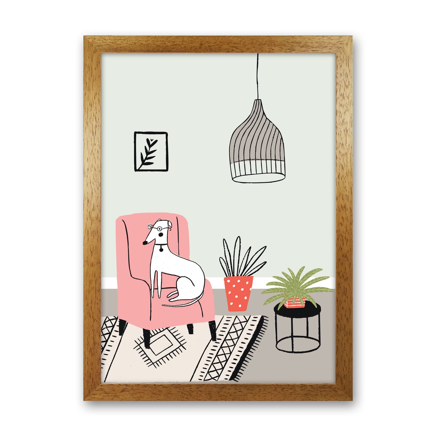 Posh Dog Art Print by Pixy Paper Oak Grain