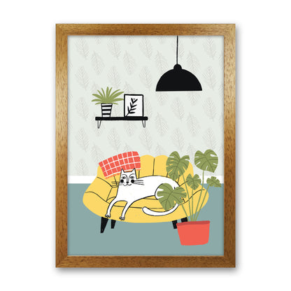 It's A Cat Life Art Print by Pixy Paper Oak Grain