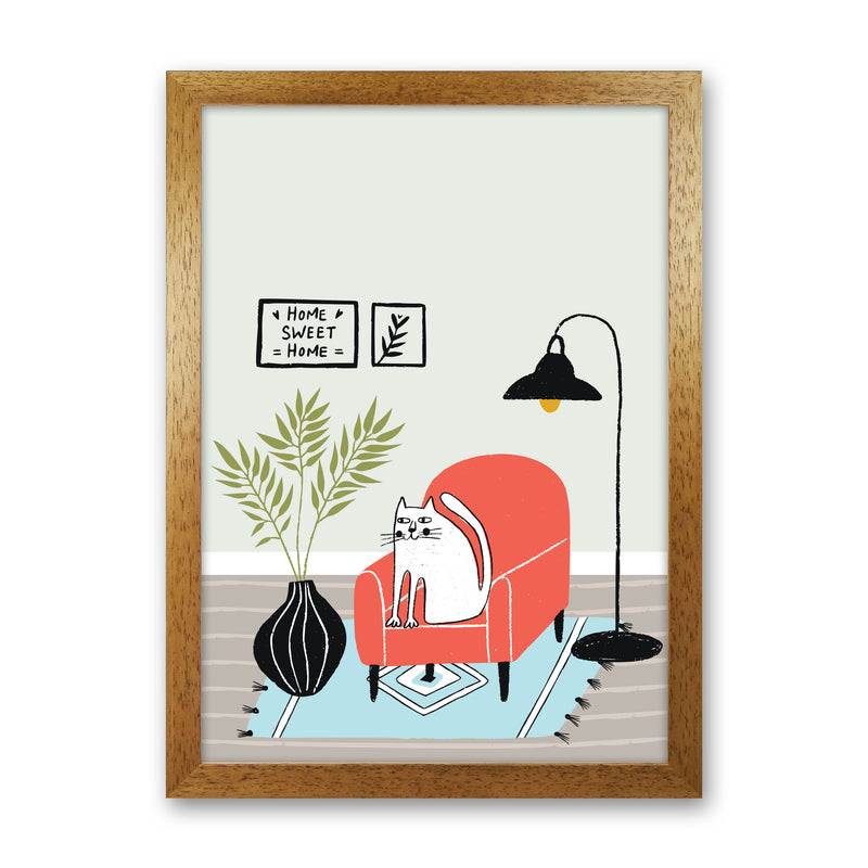 Home Sweet Home Cat Art Print by Pixy Paper Oak Grain