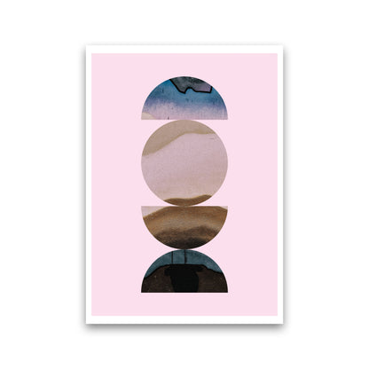 Abstract Circles Pink Background Modern Print Print Only