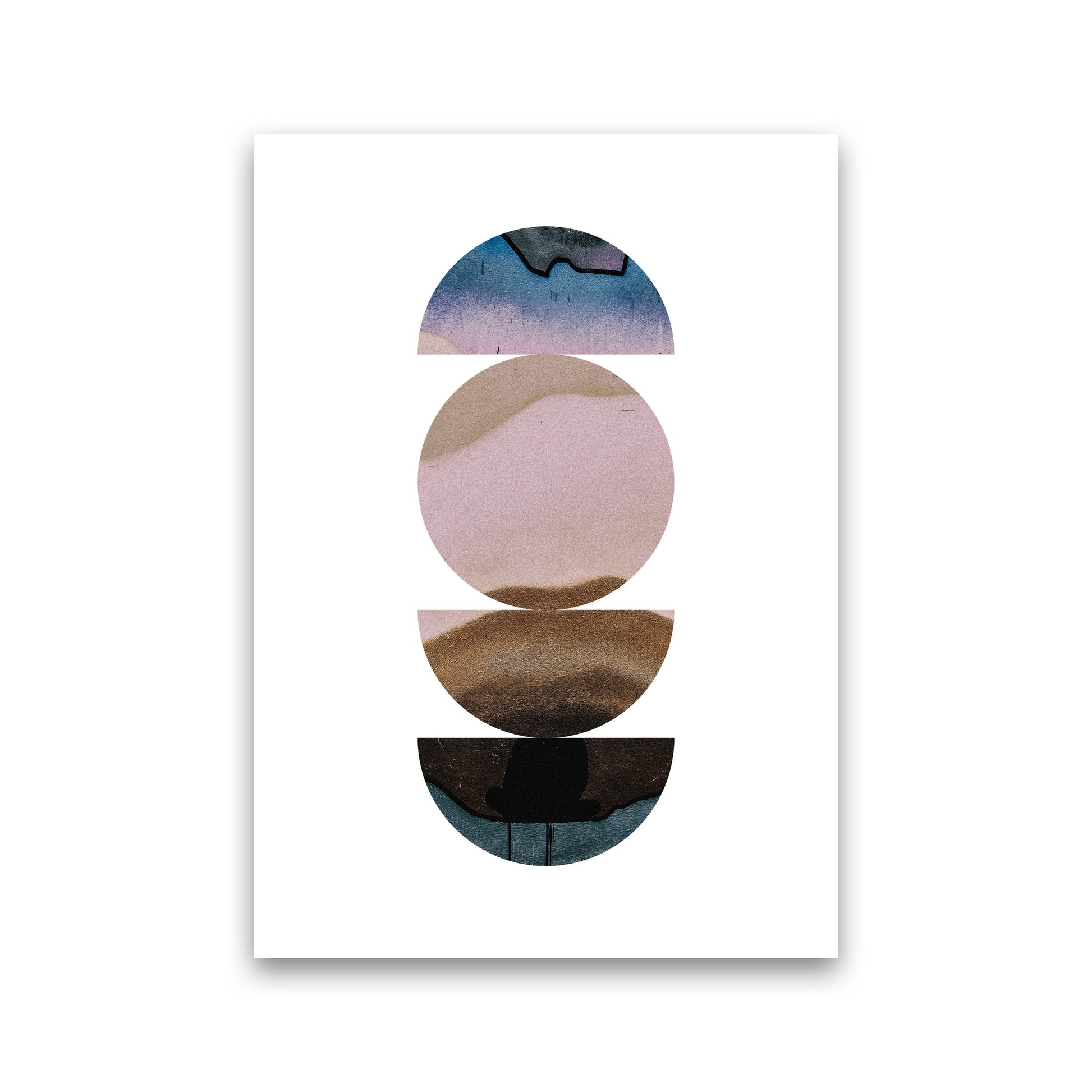Abstract Circles White Background Modern Print Print Only