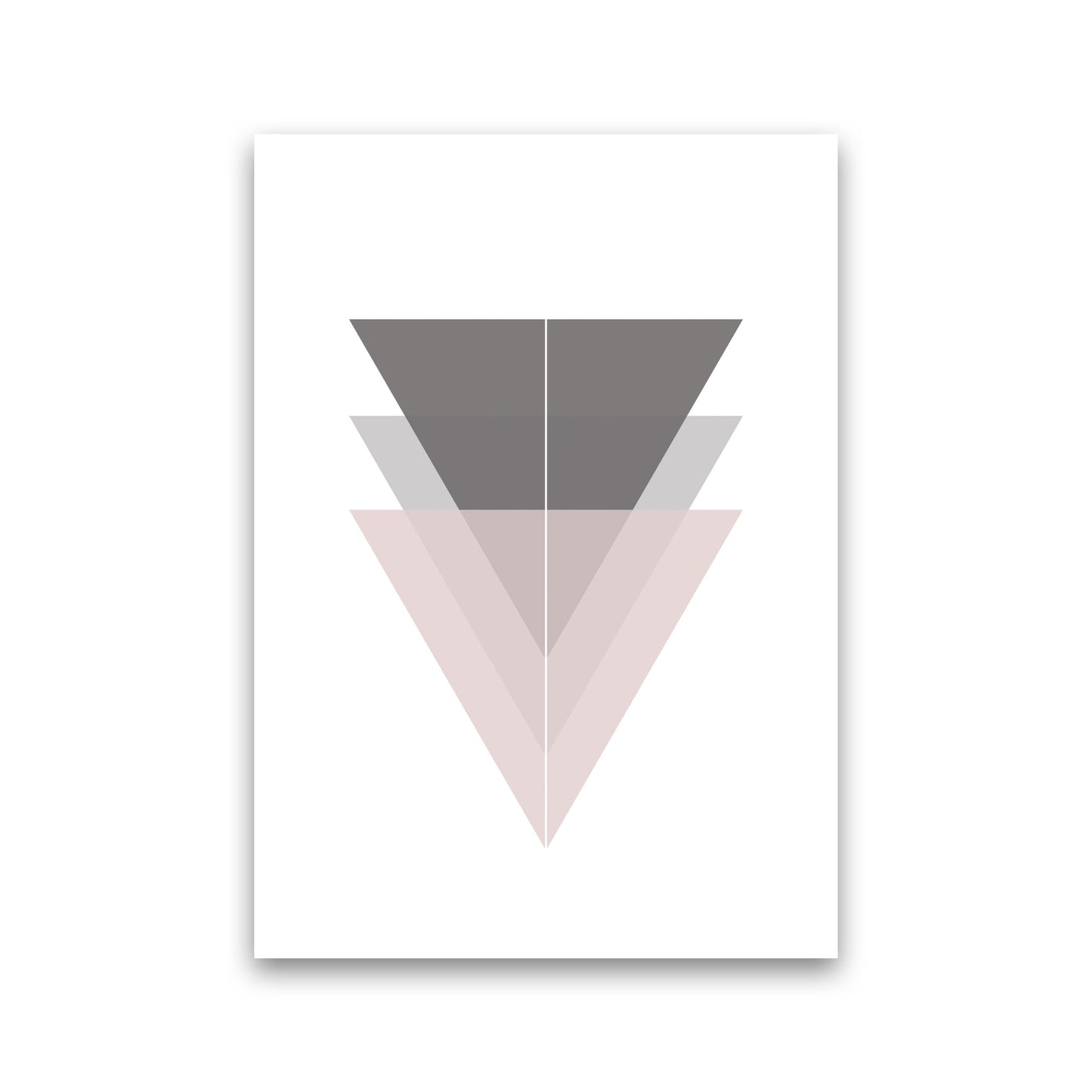 Black, Grey and Pink Abstract Triangles Modern Print Print Only