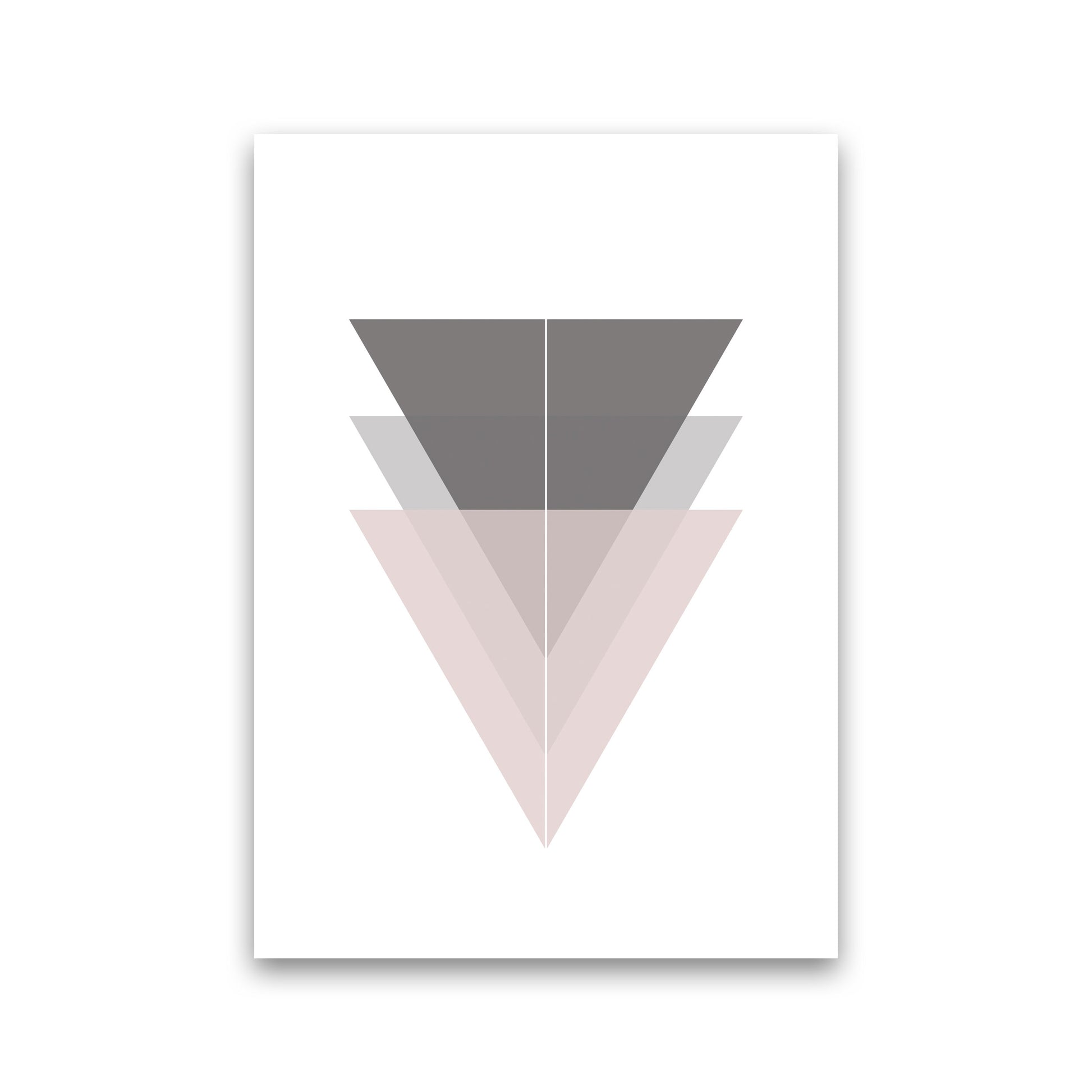 Black, Grey and Pink Abstract Triangles Modern Print Print Only