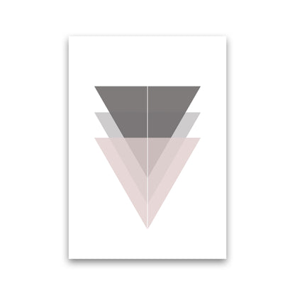 Black, Grey and Pink Abstract Triangles Modern Print Print Only