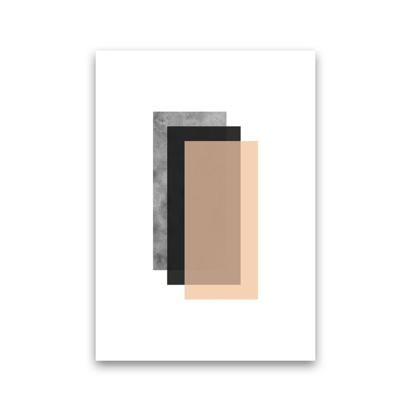 Peach And Black Abstract Rectangles Modern Print Print Only