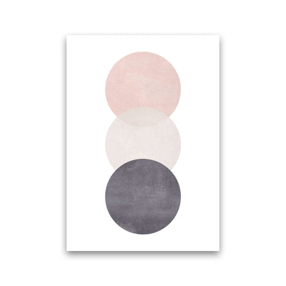 Cotton, Pink And Grey Abstract Circles Modern Print Print Only