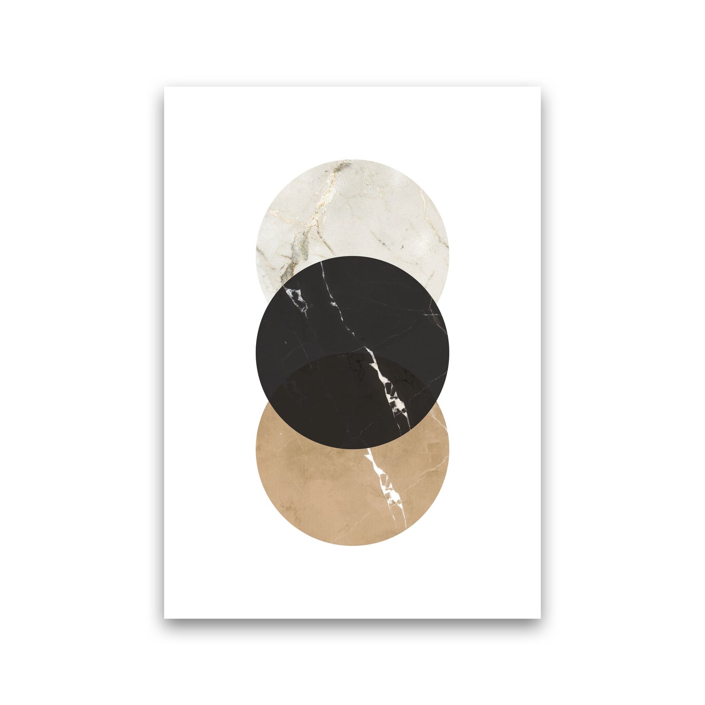 Gold, Beige And Black Marble Abstract Circles Modern Print Print Only