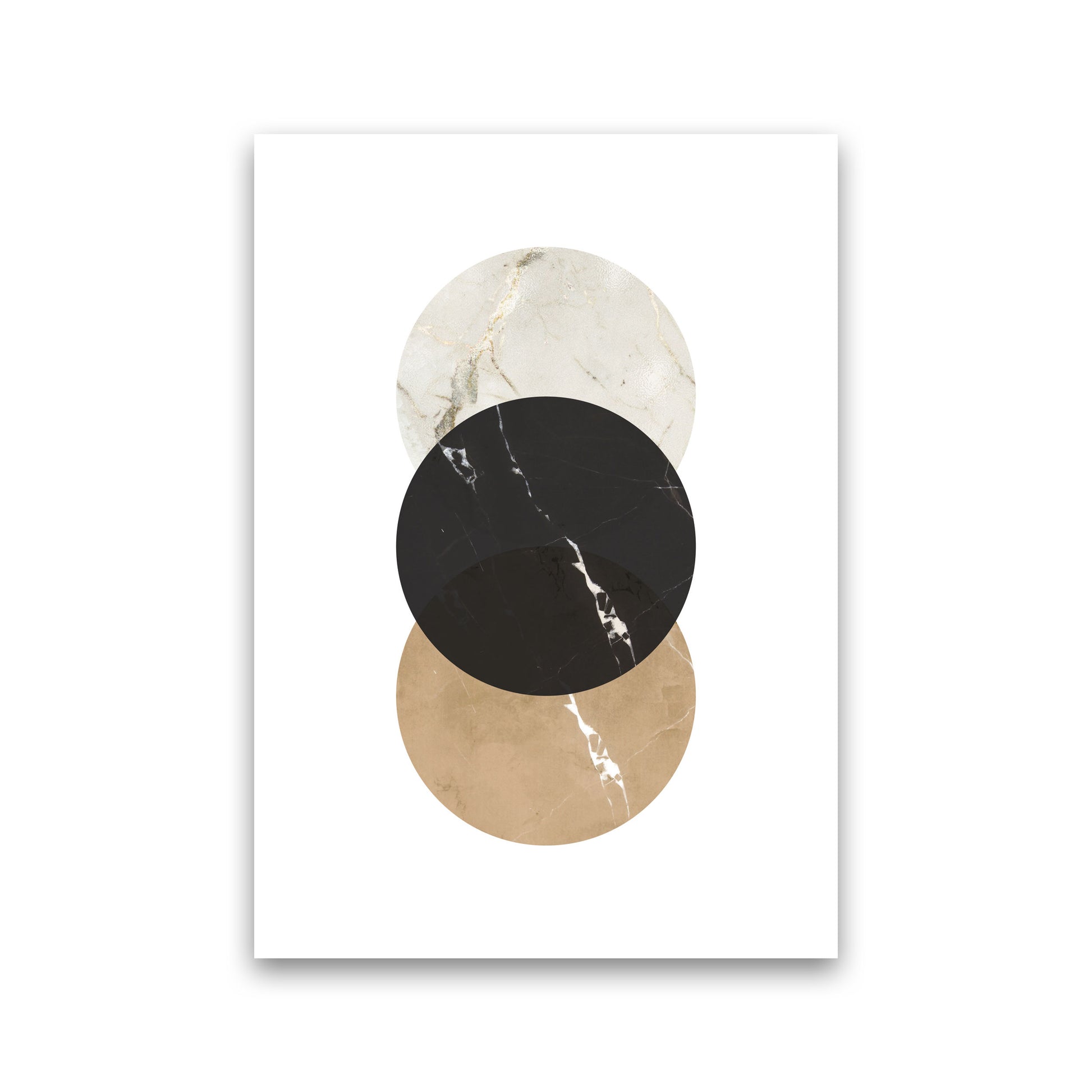 Gold, Beige And Black Marble Abstract Circles Modern Print Print Only