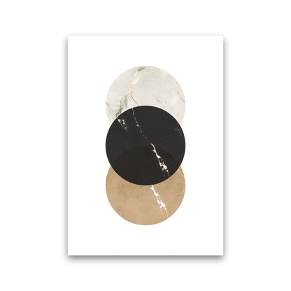 Gold, Beige And Black Marble Abstract Circles Modern Print Print Only