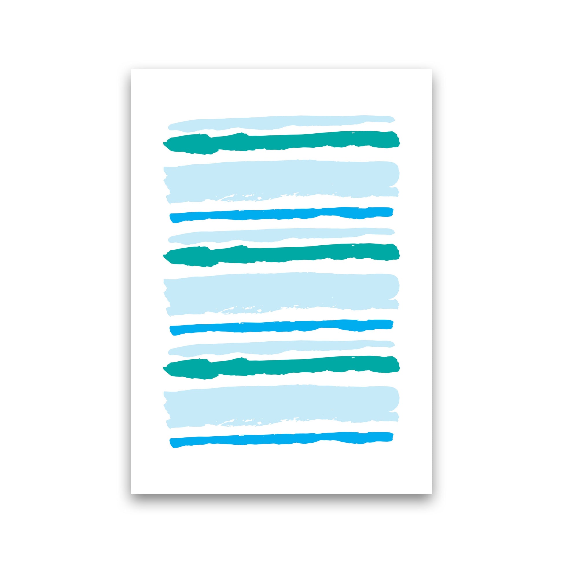Blue Contrast Abstract Stripes Modern Print Print Only