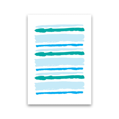 Blue Contrast Abstract Stripes Modern Print Print Only