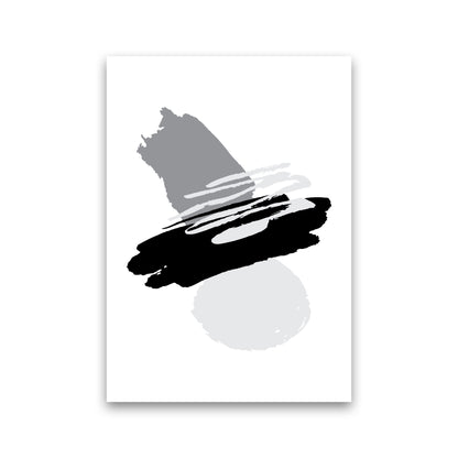 Black And Grey Abstract Paint Shapes Modern Print Print Only