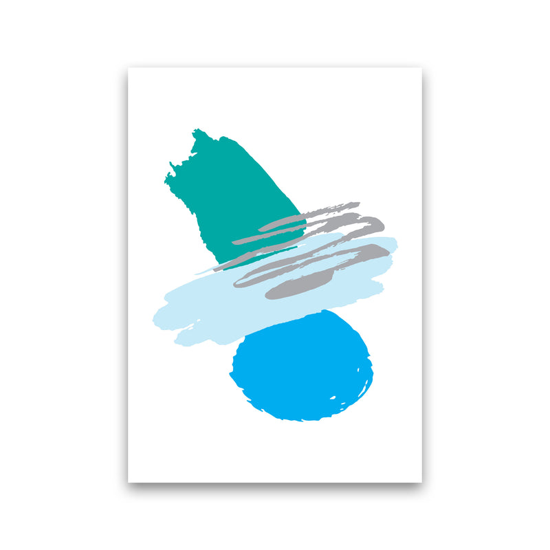 Blue And Teal Abstract Paint Shapes Modern Print Print Only