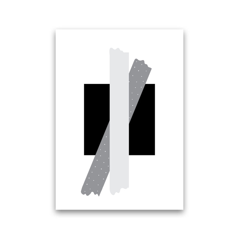 Black Square With Grey Bow Abstract Modern Print Print Only