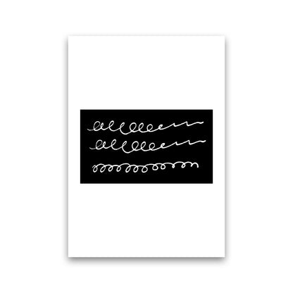 Black Rectangle Swirls Abstract Modern Print Print Only