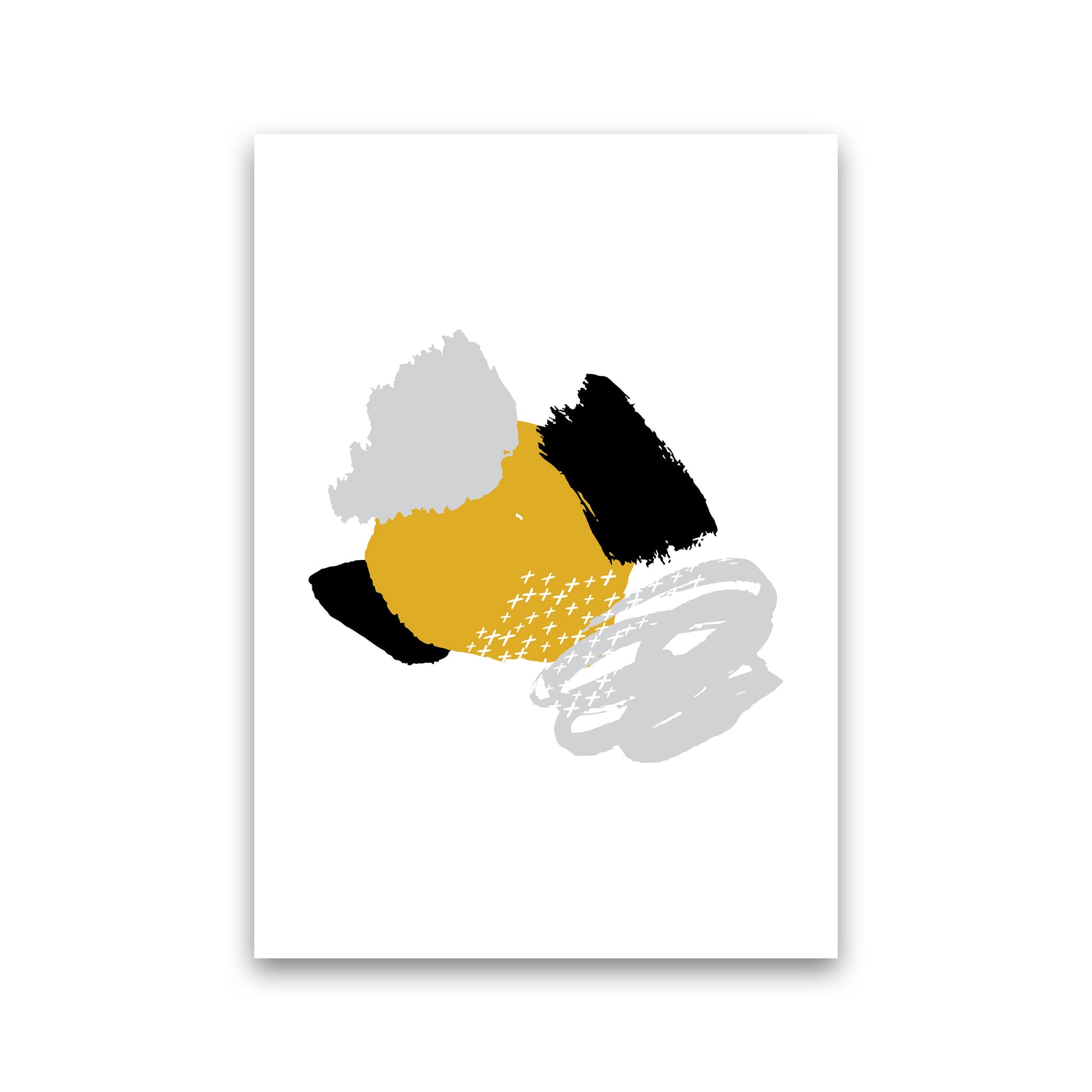 Mustard And Black Mismatch Abstract Modern Print Print Only