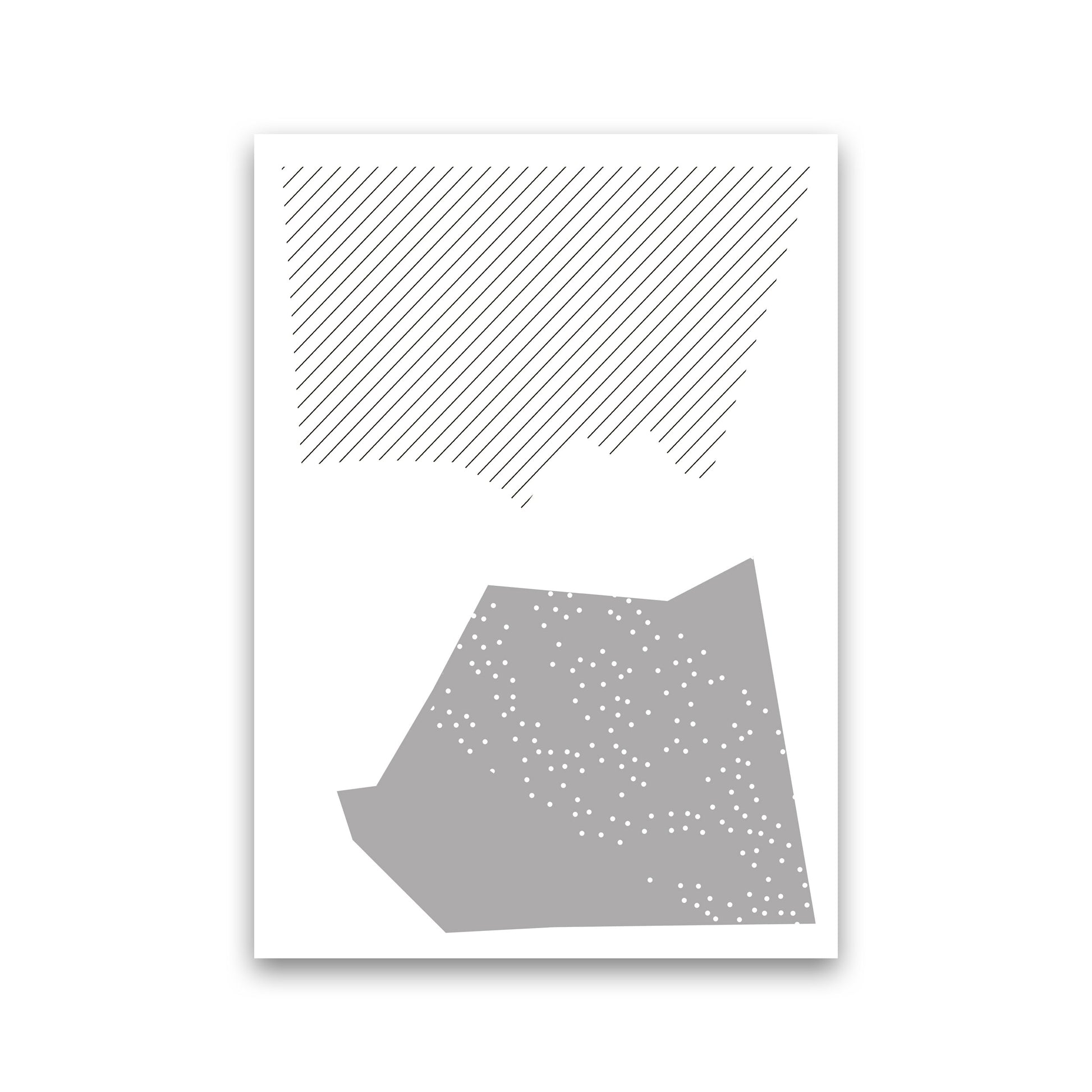 Grey Top And Bottom Abstract Modern Print Print Only