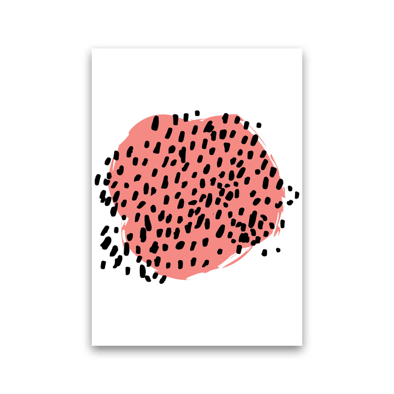 Coral Blob With Black Polka Dots Abstract Modern Print Print Only