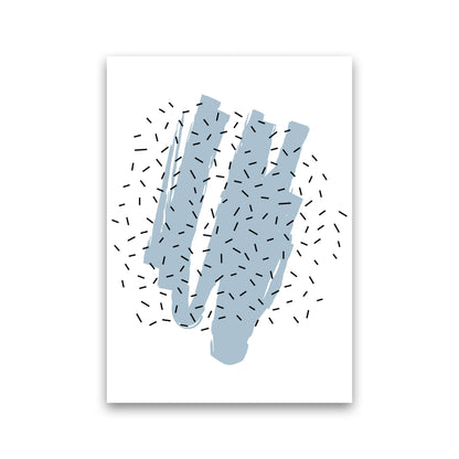 Blue Paint With Black Polka Abstract Modern Print Print Only