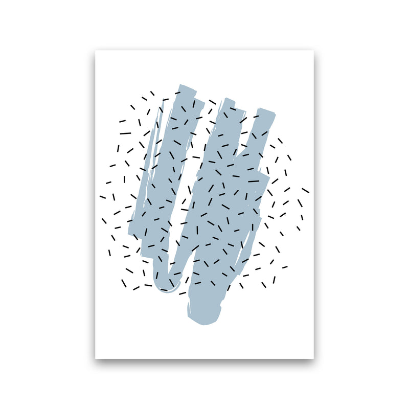 Blue Paint With Black Polka Abstract Modern Print Print Only