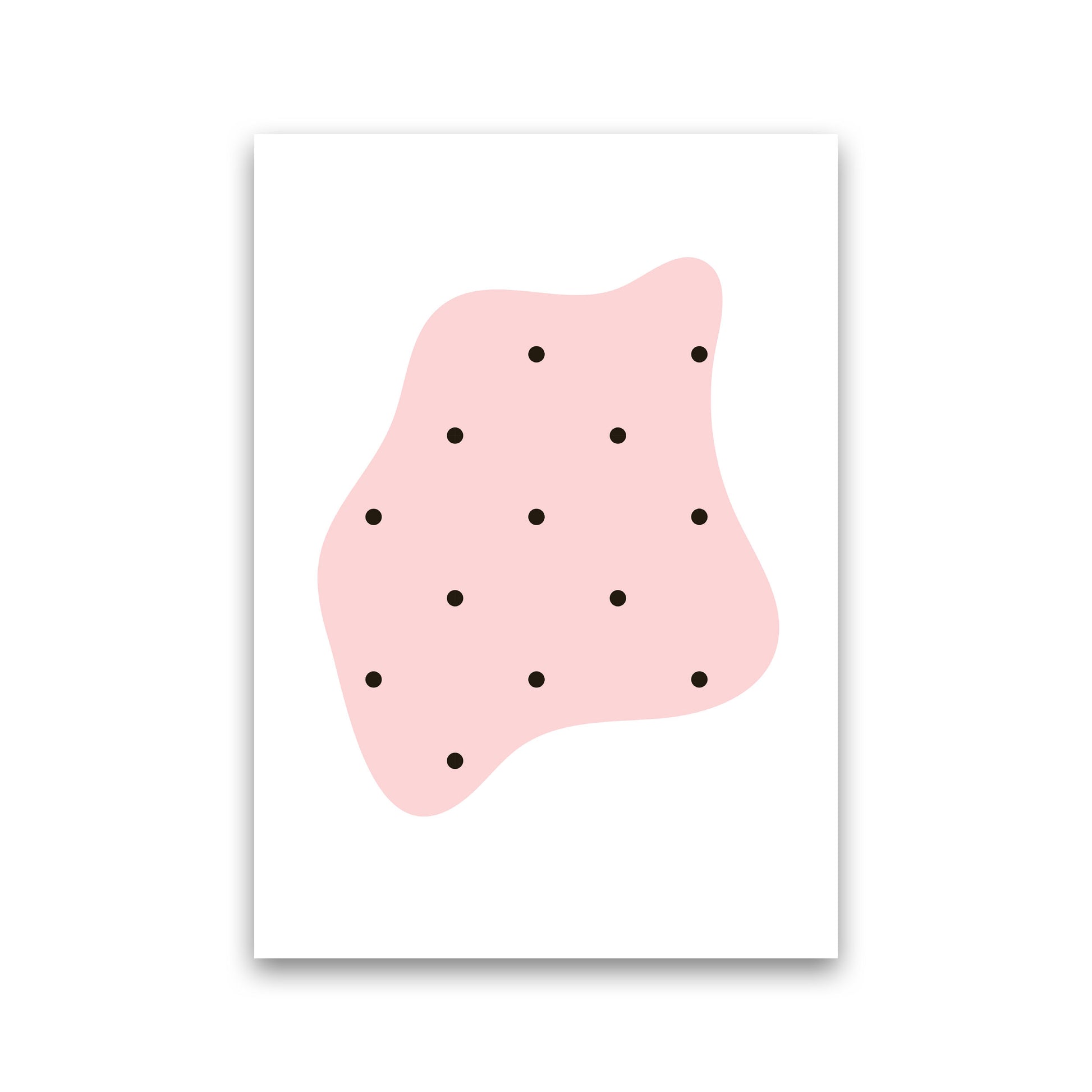 Abstract Pink Shape With Polka Dots Modern Print Print Only
