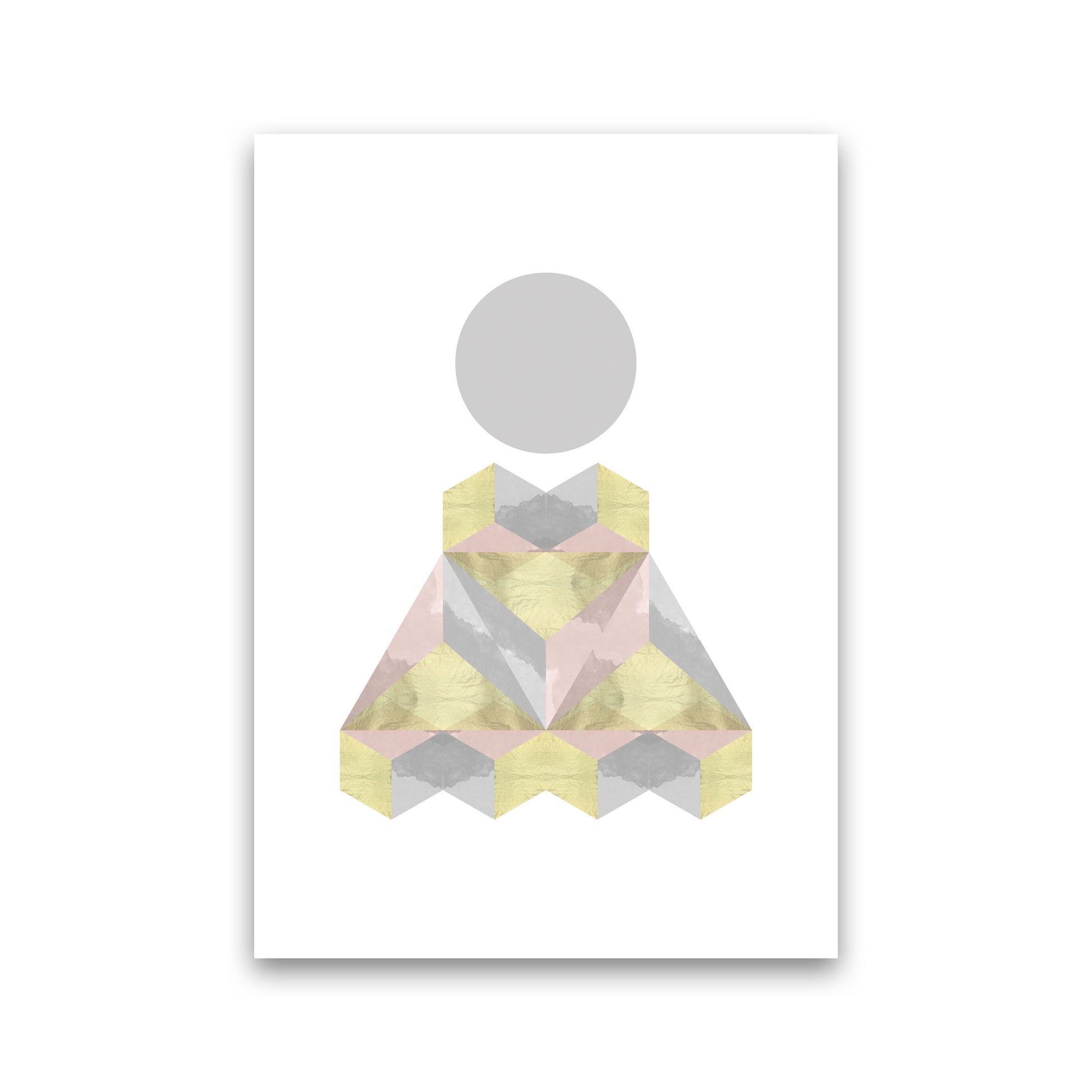 Gold, Pink And Grey Abstract Shapes Modern Print Print Only