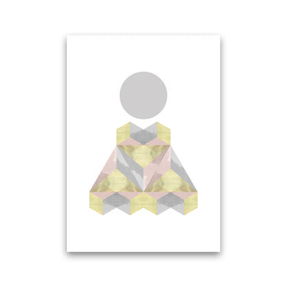 Gold, Pink And Grey Abstract Shapes Modern Print Print Only