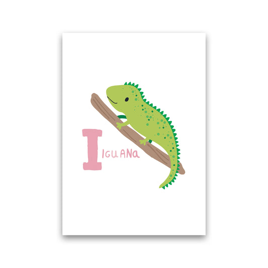 Alphabet Animals, I Is For Iguana Framed Nursey Wall Art Print Print Only