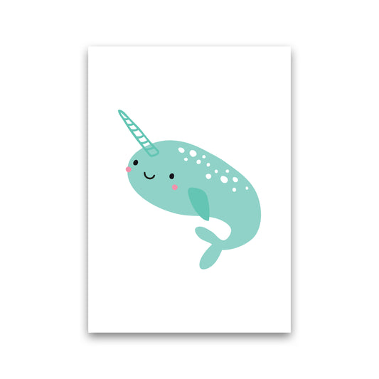 Children&#39;s Animals, Narwhal Modern Print Print Only