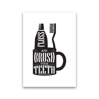 Brush Your Teeth, Bathroom Modern Print, Framed Bathroom Wall Art Print Only