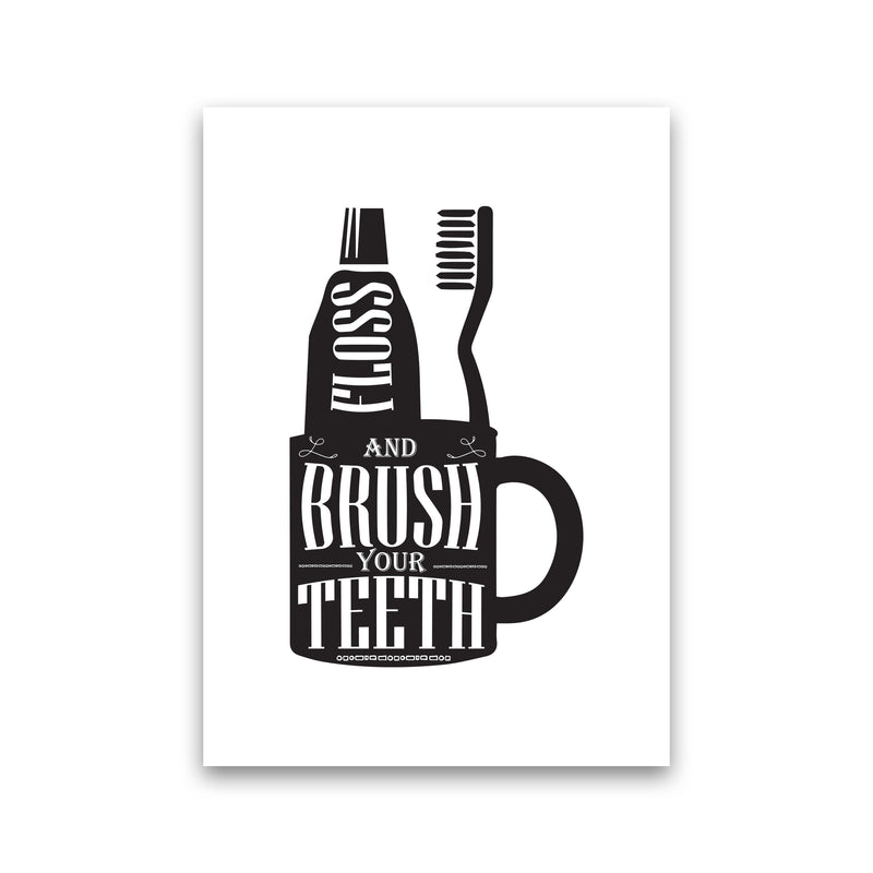 Brush Your Teeth, Bathroom Modern Print, Framed Bathroom Wall Art Print Only