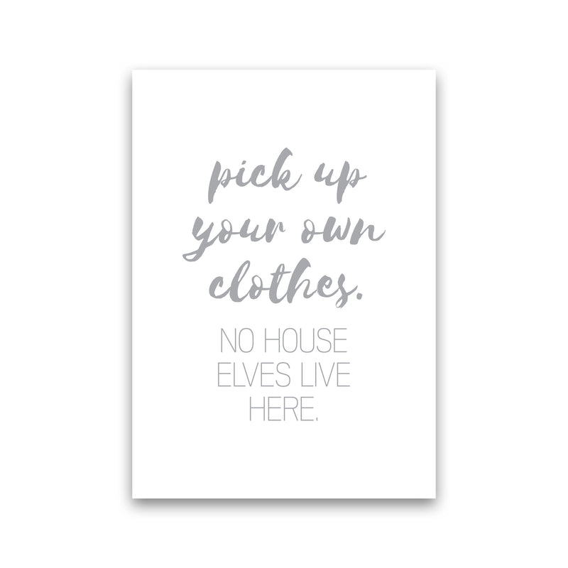 House Elves Grey, Bathroom Framed Typography Wall Art Print Print Only