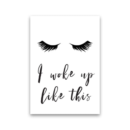 I Woke Up Like This Lashes Framed Typography Wall Art Print Print Only