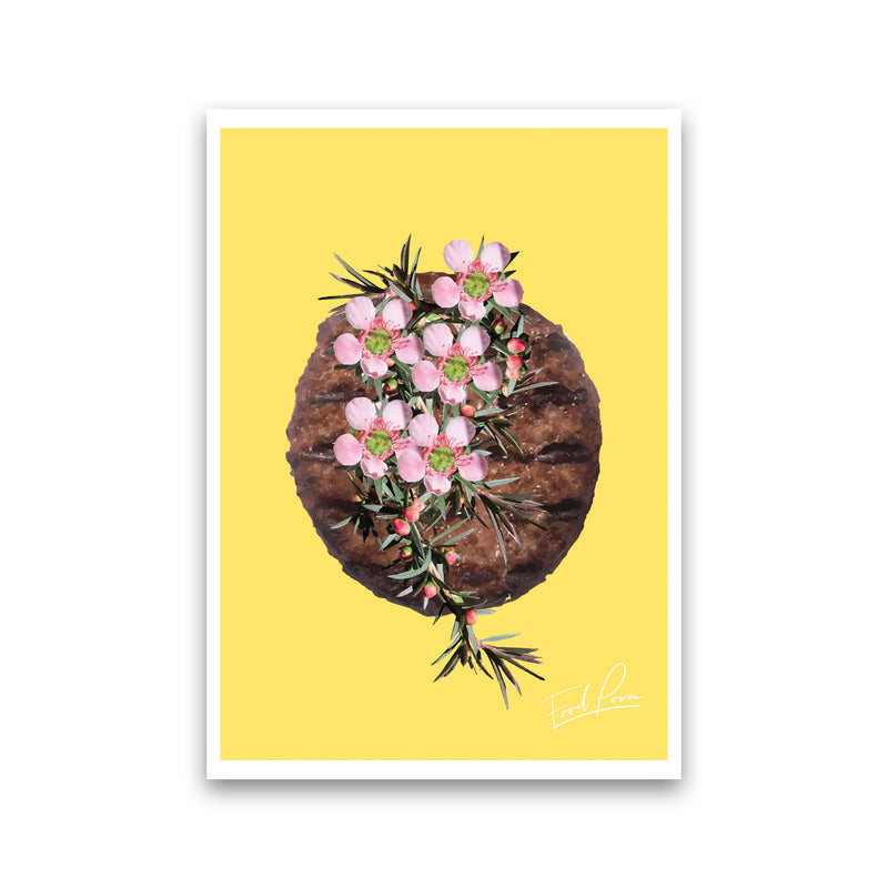 Yellow Burger Food Print, Framed Kitchen Wall Art Print Only