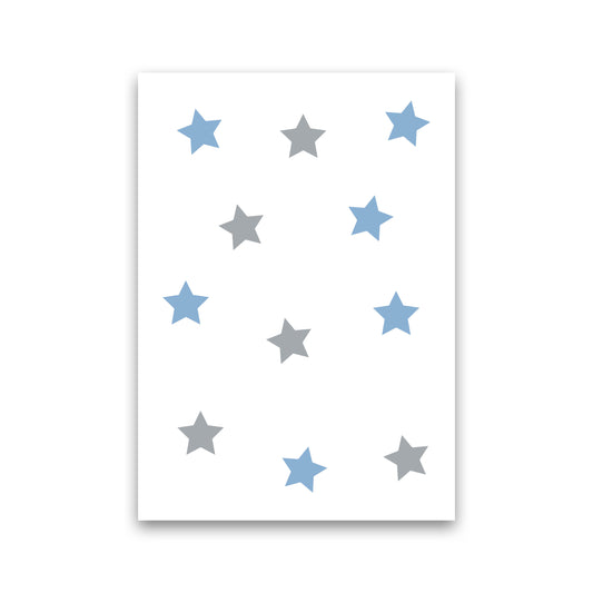 Blue And Grey Stars Framed Nursey Wall Art Print Print Only